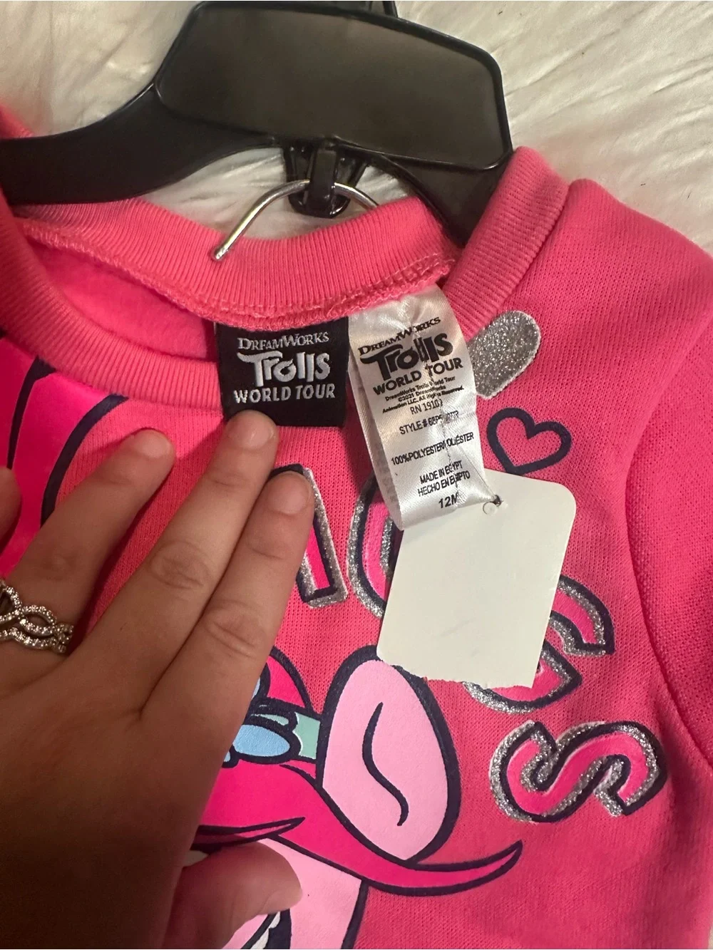 Trolls Pink Graphic Sweatshirt with Heart Accents